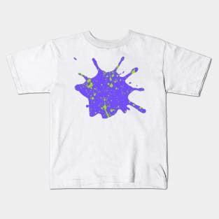 Purple and Neon Green Paint Splatter Kids T-Shirt